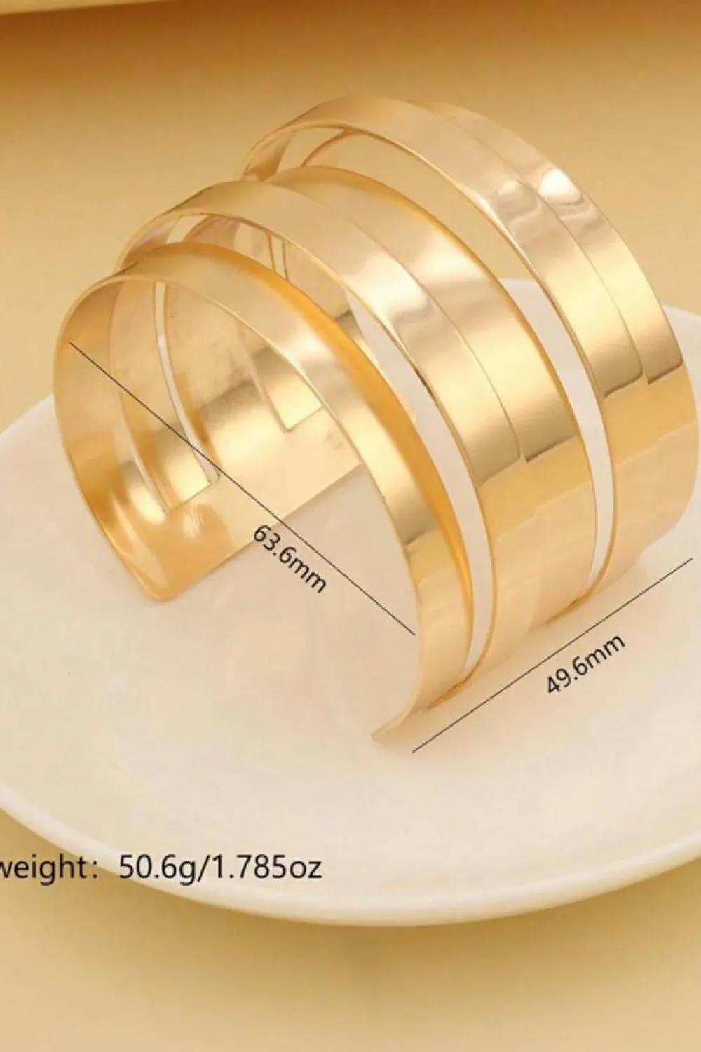 Best Dear-Lover Minimalist Multi Layered Opening Alloy Bangle Gold