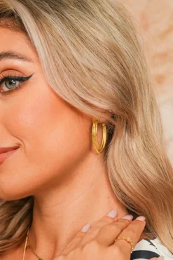 Best Dear-Lover Minimalist Plated Alloy Triple Hoop Earrings Gold