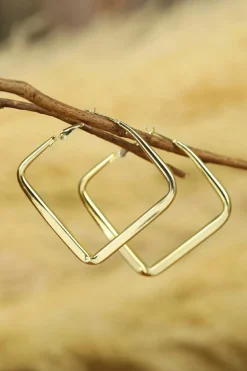 Fashion Dear-Lover Minimalist Square Hoop Earrings Gold