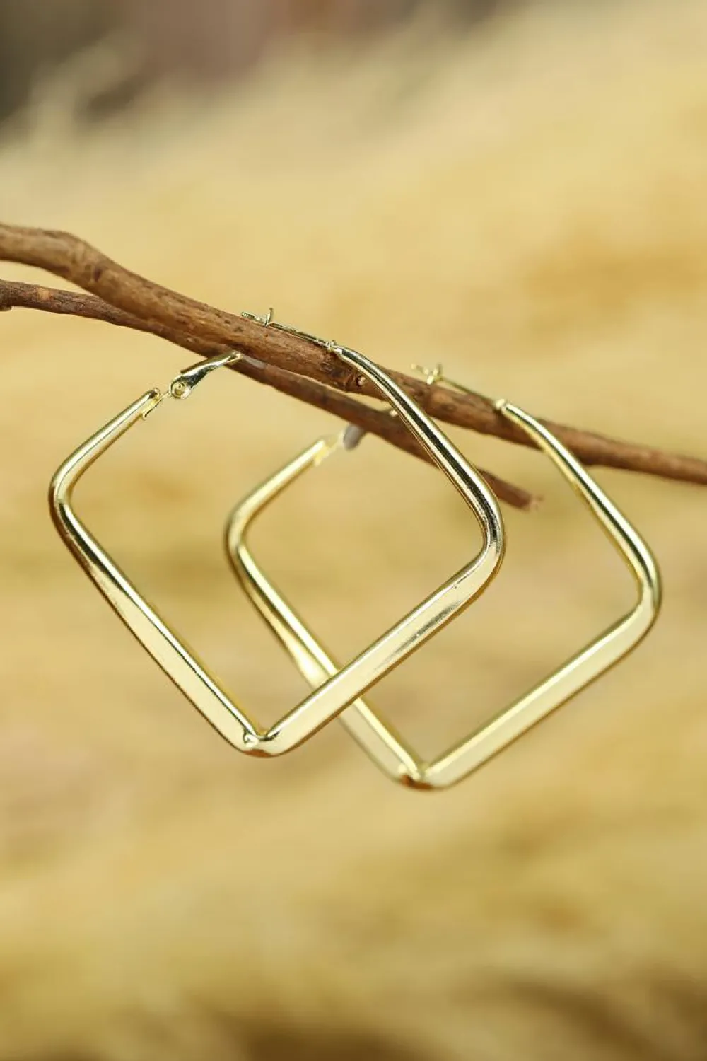 Fashion Dear-Lover Minimalist Square Hoop Earrings Gold