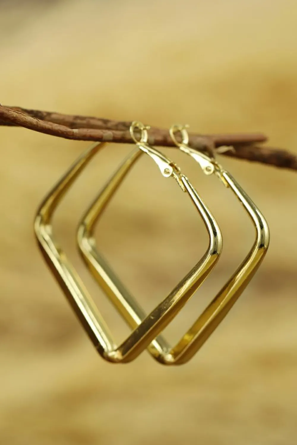 Fashion Dear-Lover Minimalist Square Hoop Earrings Gold