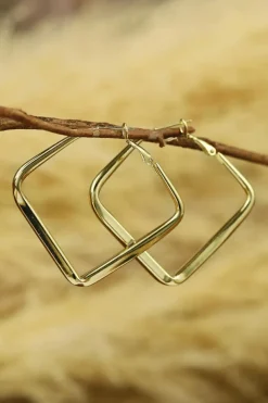 Fashion Dear-Lover Minimalist Square Hoop Earrings Gold