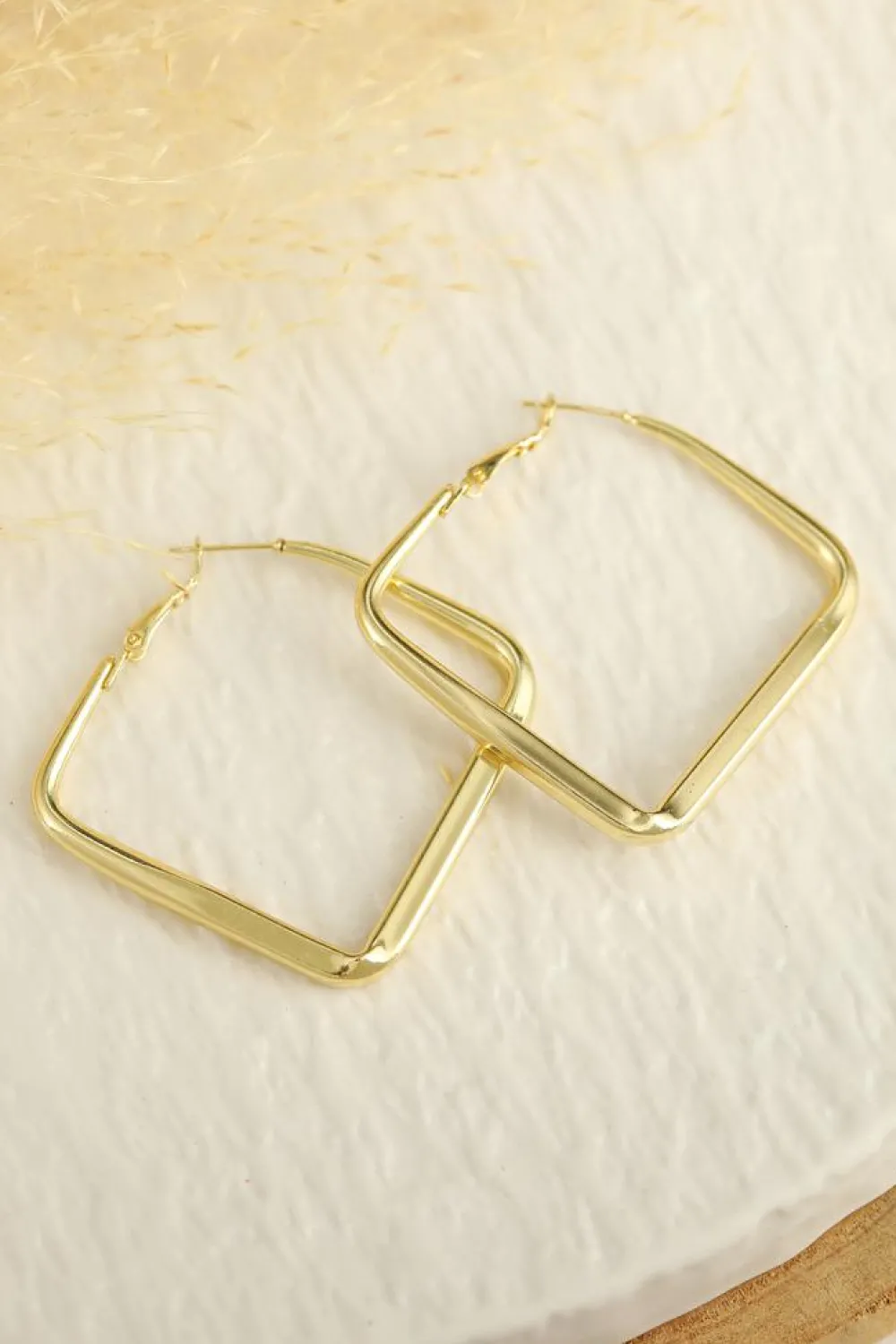 Fashion Dear-Lover Minimalist Square Hoop Earrings Gold