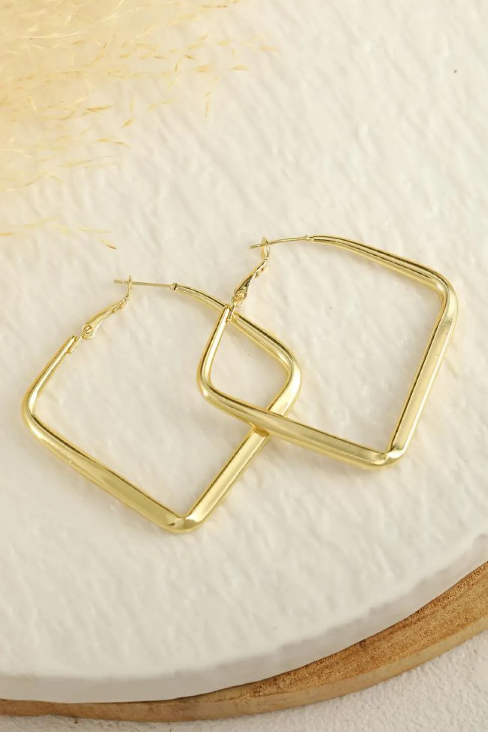 Fashion Dear-Lover Minimalist Square Hoop Earrings Gold