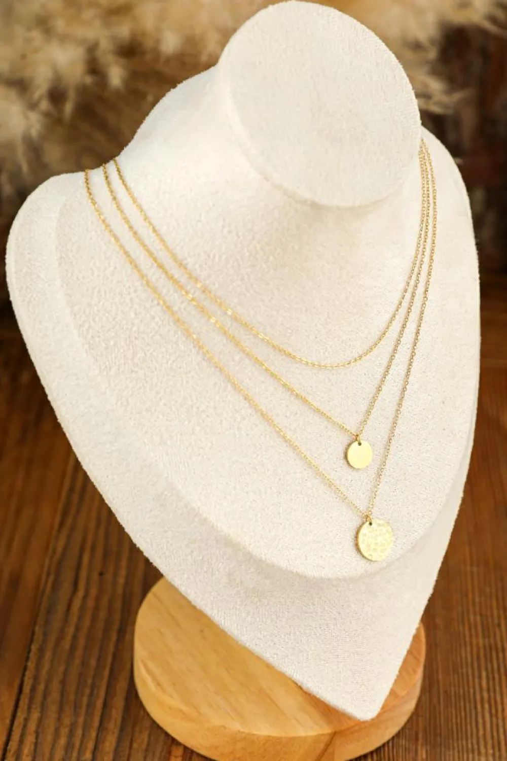 New Dear-Lover Multi Layer Disc Pendant Alloy Necklace Gold