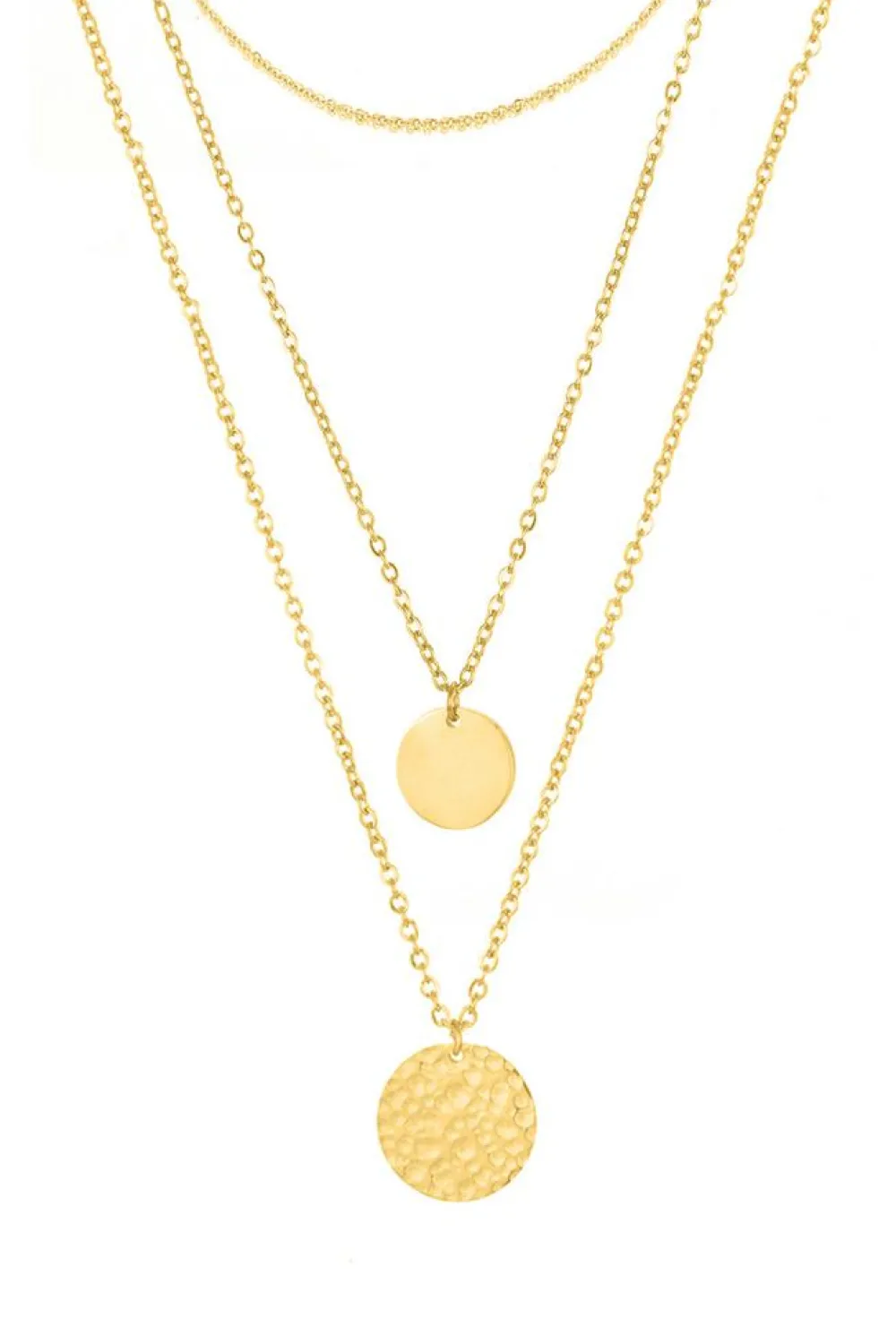 New Dear-Lover Multi Layer Disc Pendant Alloy Necklace Gold
