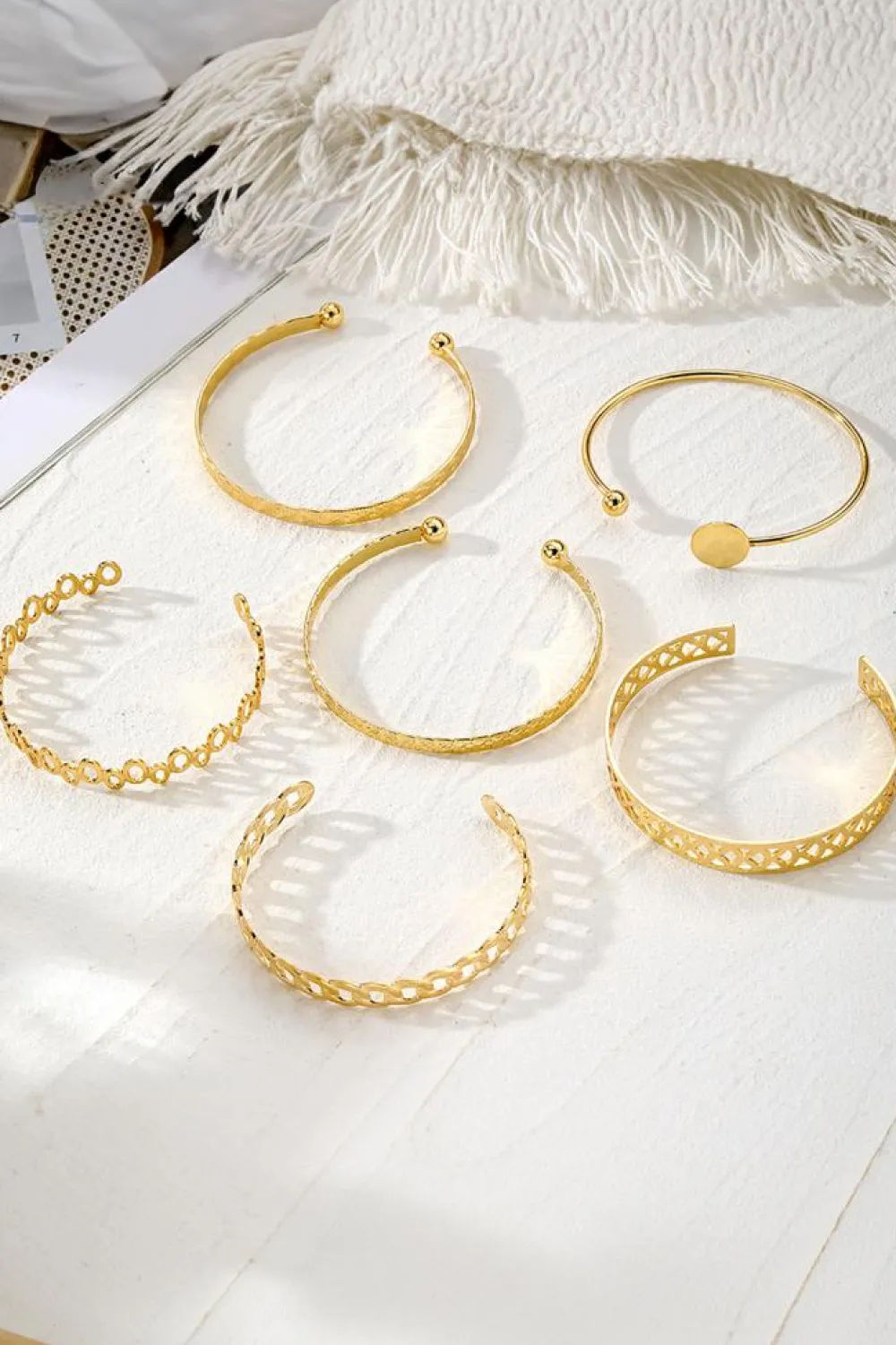 Sale Dear-Lover Multi Layered Opening Plated Bangle Set Gold