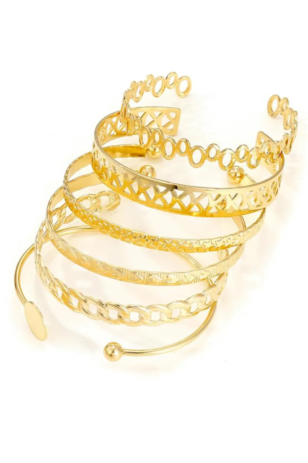 Sale Dear-Lover Multi Layered Opening Plated Bangle Set Gold