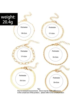 Best Dear-Lover Multi Layered Plated Adjustable Chain Bracelet Set Gold