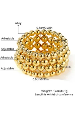 Online Dear-Lover Multi Layered Plated Alloy Beaded Elastic Bracelet Gold
