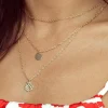 Best Dear-Lover Multi-layered Round Copper Pendant Necklace Gold