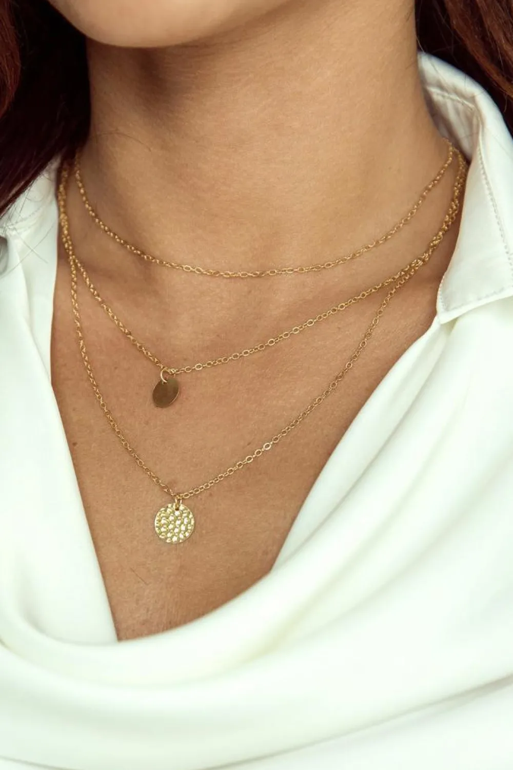 Best Dear-Lover Multi-layered Round Copper Pendant Necklace Gold