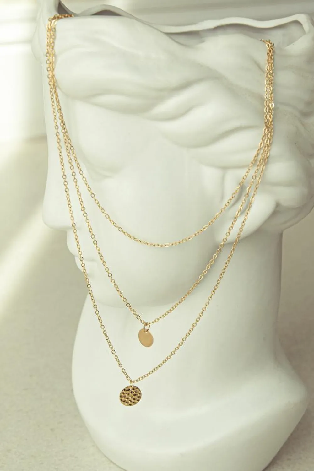 Best Dear-Lover Multi-layered Round Copper Pendant Necklace Gold