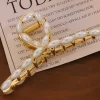 New Dear-Lover Oval Pearl Embellished Hair Claw Gold