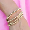 Fashion Dear-Lover 4pcs Beaded Plated Bracelet Set Gold