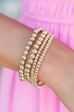 Fashion Dear-Lover 4pcs Beaded Plated Bracelet Set Gold