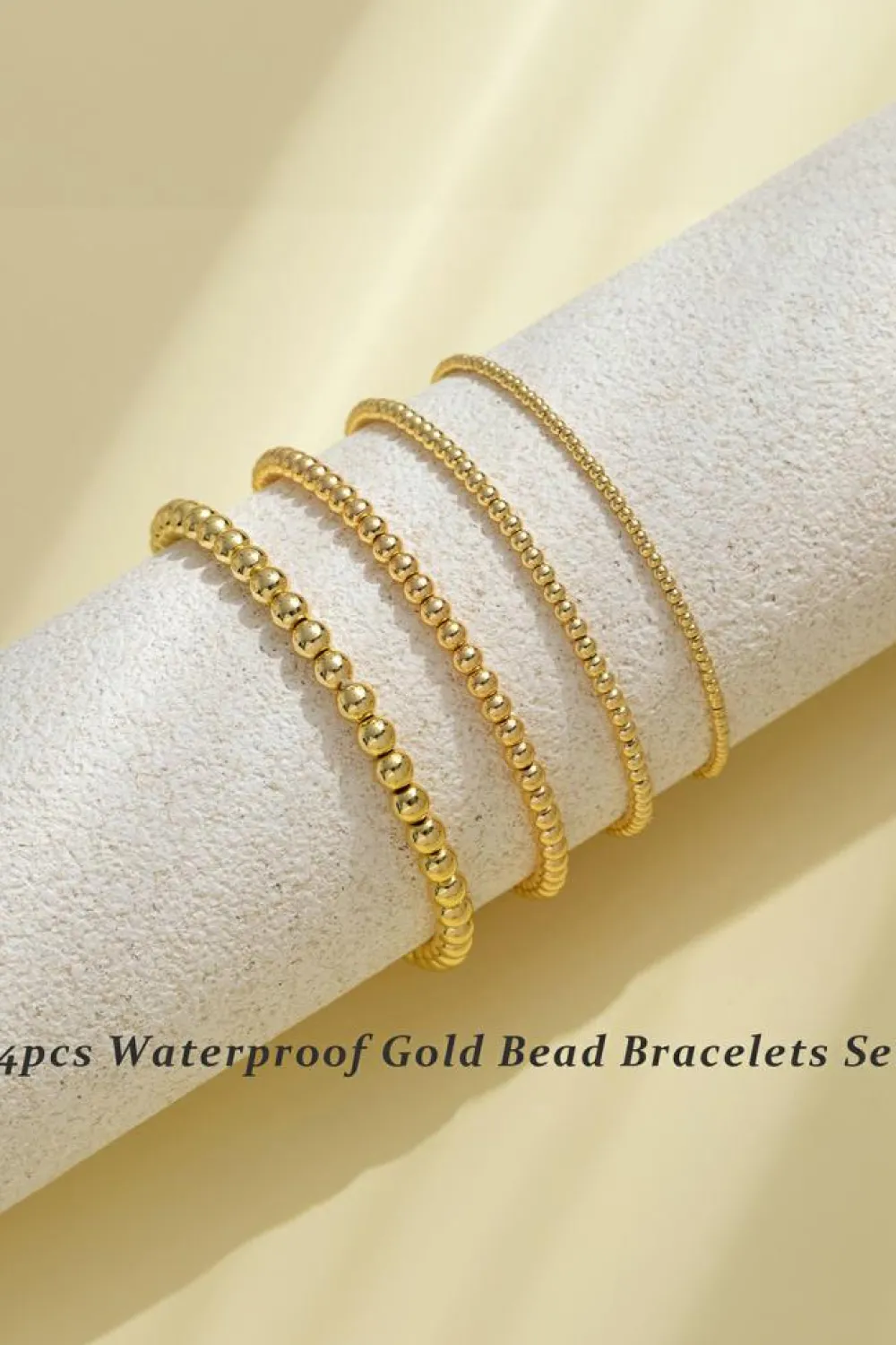 Fashion Dear-Lover 4pcs Beaded Plated Bracelet Set Gold