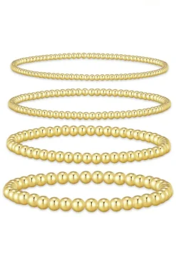 Fashion Dear-Lover 4pcs Beaded Plated Bracelet Set Gold