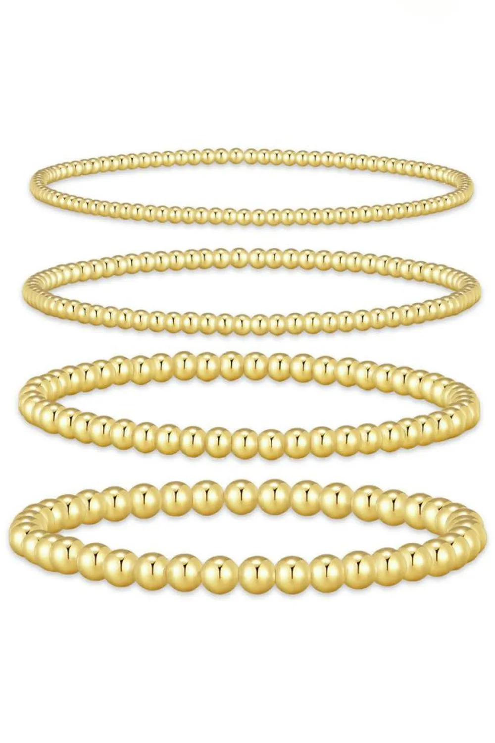 Fashion Dear-Lover 4pcs Beaded Plated Bracelet Set Gold
