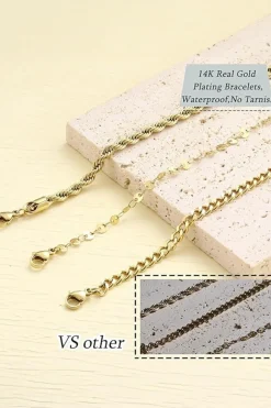 New Dear-Lover 3Pcs Disc Plated Adjustable Chain Bracelet Set Gold