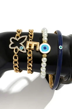 Discount Dear-Lover 4pcs Pearled Chain Bracelet Set Gold