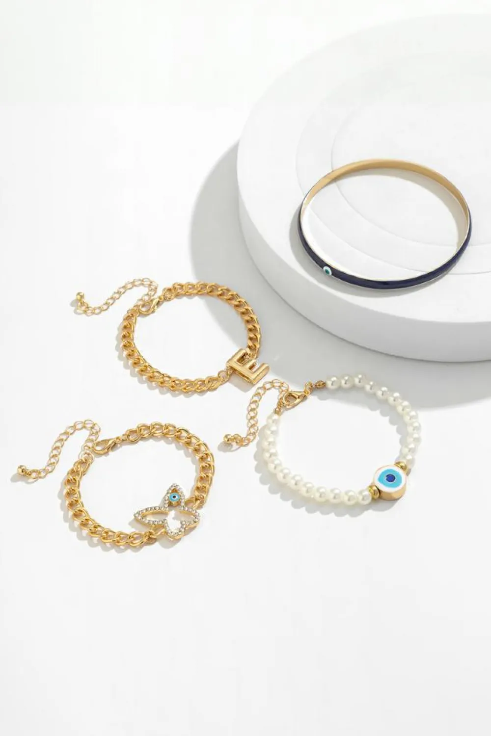 Discount Dear-Lover 4pcs Pearled Chain Bracelet Set Gold