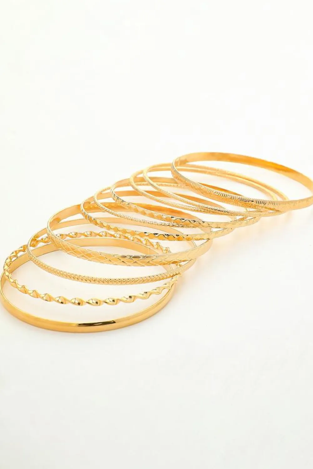 Discount Dear-Lover 10pcs Textured Twisted Stackable Alloy Bracelet Set Gold