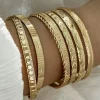 Online Dear-Lover 7pcs/set Textured Plated Open Alloy Bangle Set Gold