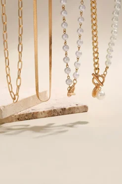 Outlet Dear-Lover Pearl Decor Plated Adjustable Chain Layered Necklace Gold