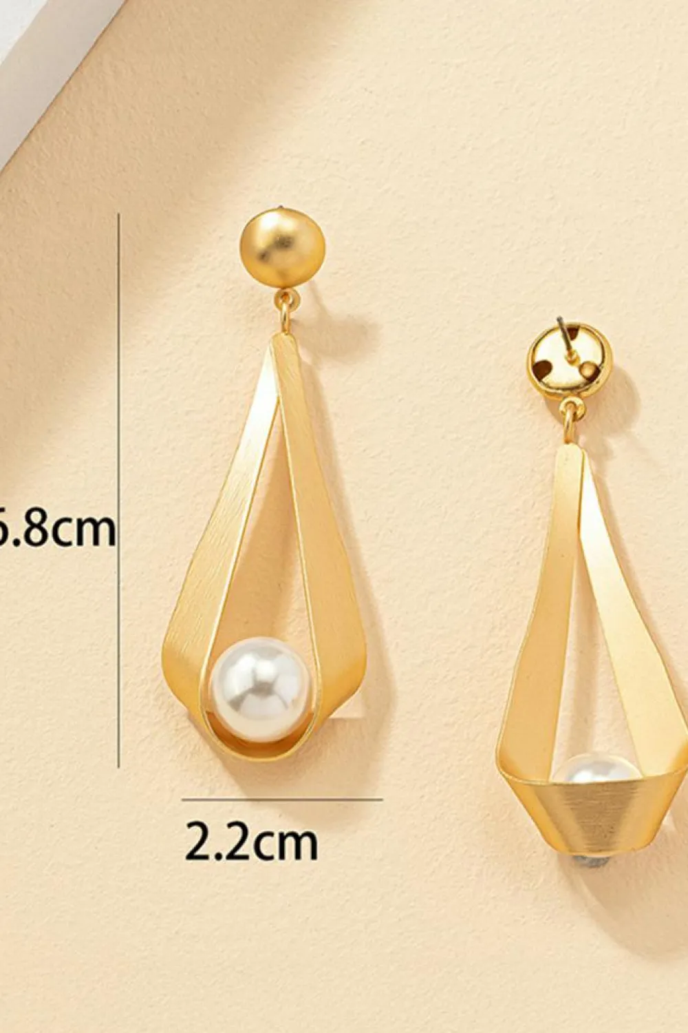 New Dear-Lover Pearl Decor Plated Dangle Stud Earrings Gold
