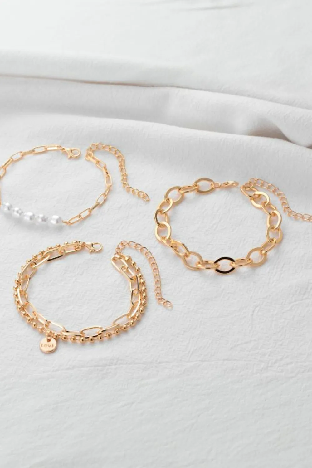 Outlet Dear-Lover Pearl Plated Alloy Adjustable Chain Bracelet Gold
