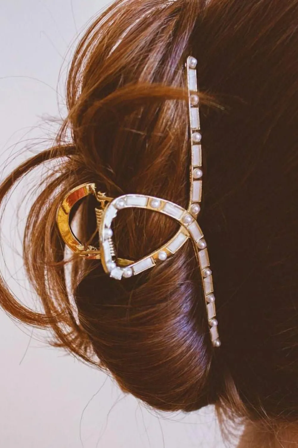 Online Dear-Lover Pearl Stud Large Alloy Hair Claw Clip Gold