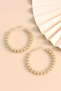 Discount Dear-Lover Plated Beads Alloy Hoop Earrings Gold