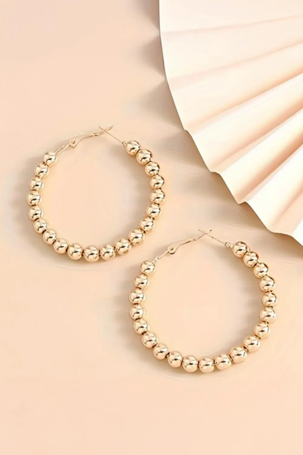 Discount Dear-Lover Plated Beads Alloy Hoop Earrings Gold