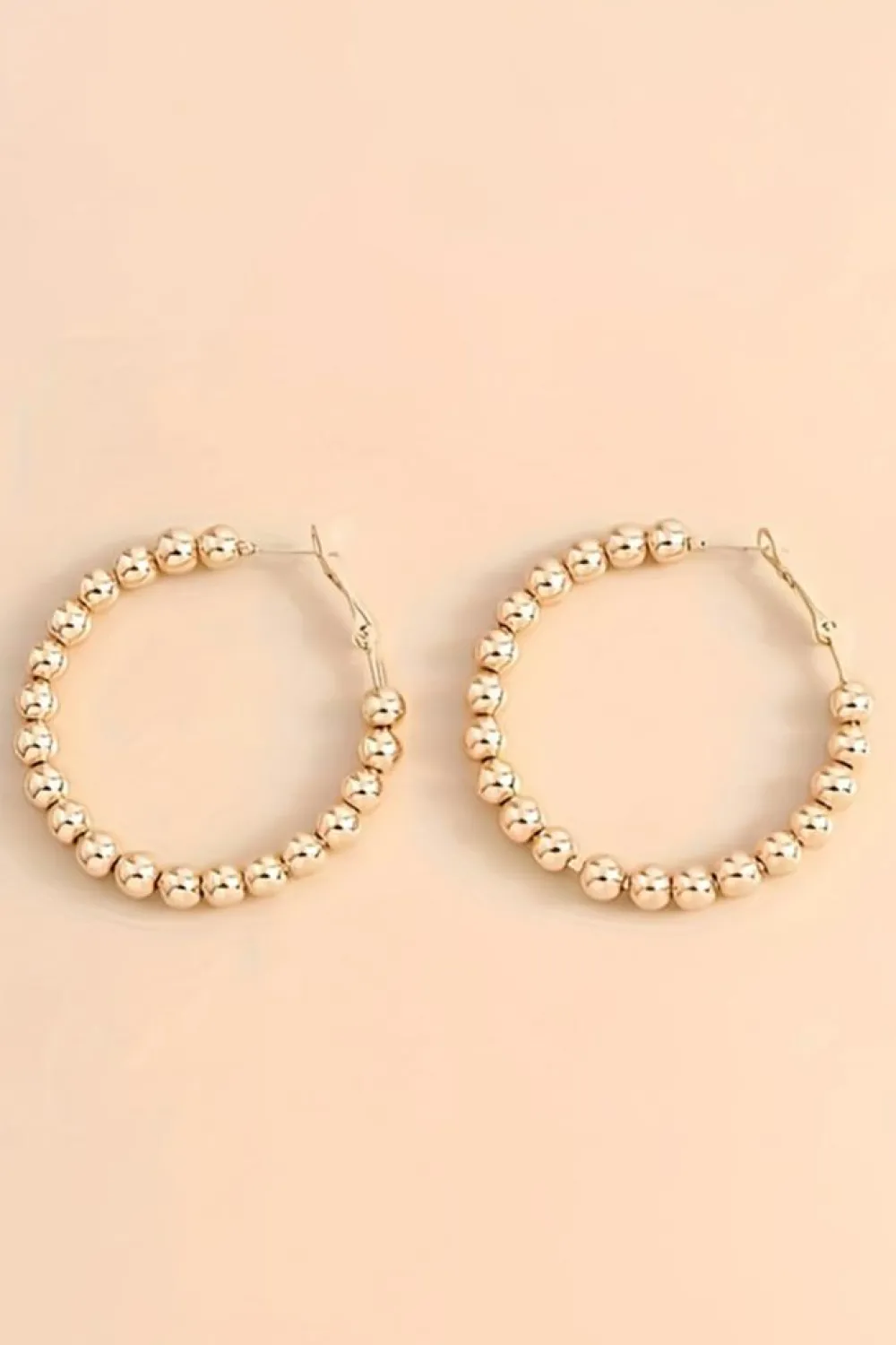 Discount Dear-Lover Plated Beads Alloy Hoop Earrings Gold