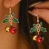 Clearance Dear-Lover Plated Christmas Jingle Bell Hook Earrings Gold
