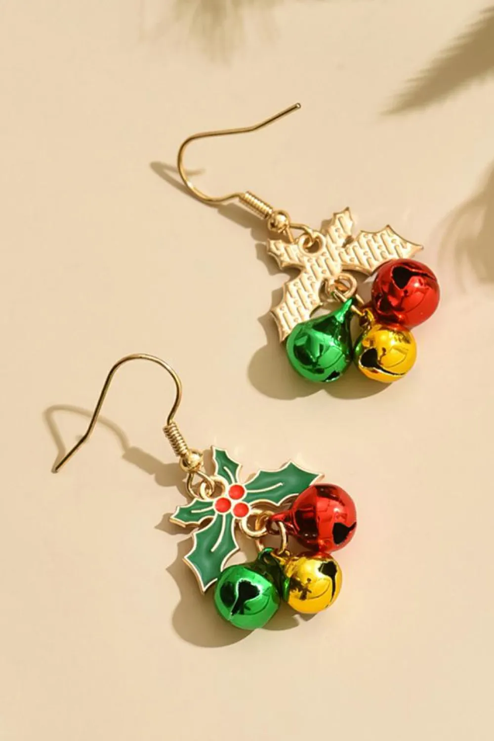 Clearance Dear-Lover Plated Christmas Jingle Bell Hook Earrings Gold