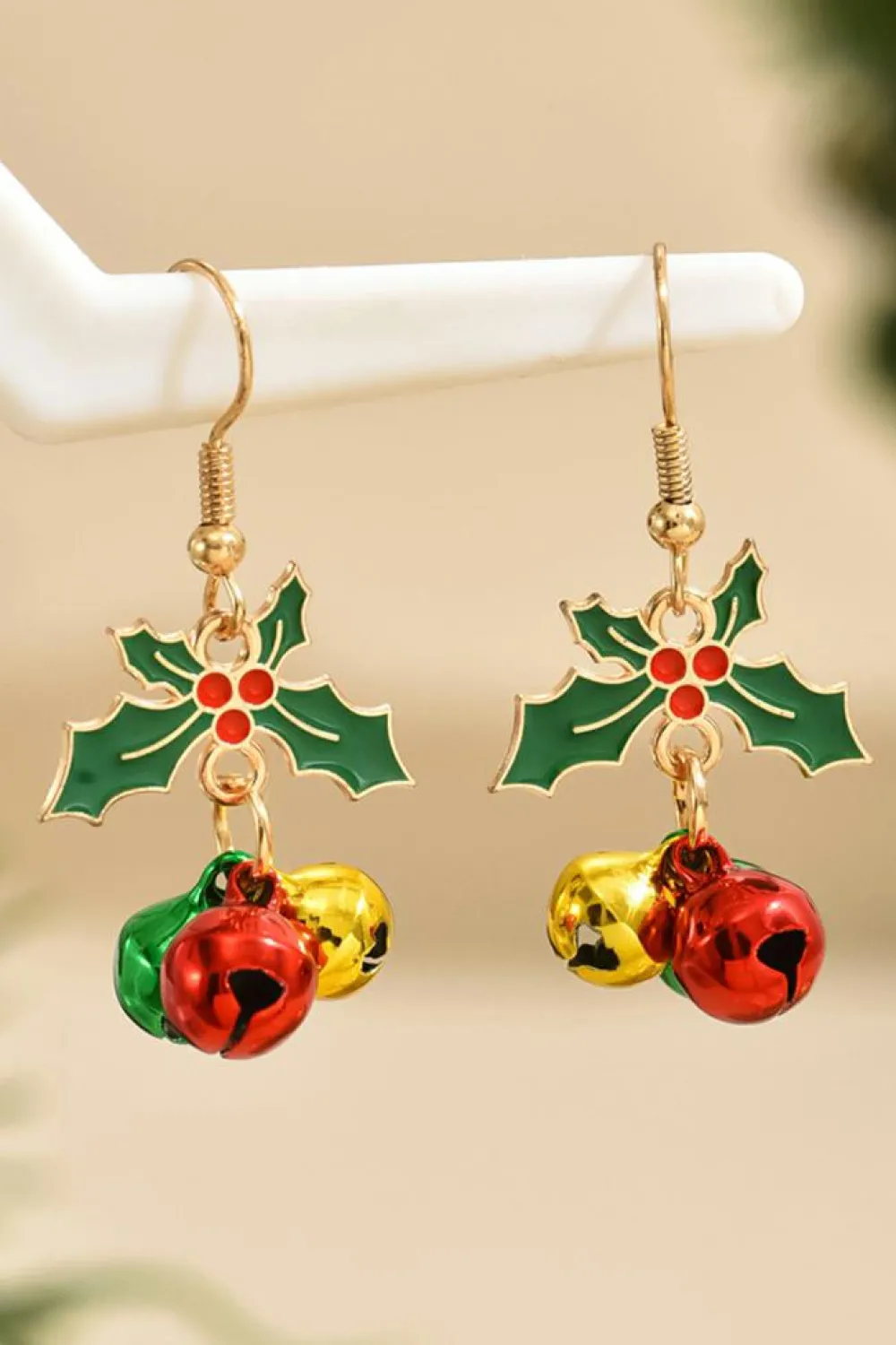 Clearance Dear-Lover Plated Christmas Jingle Bell Hook Earrings Gold