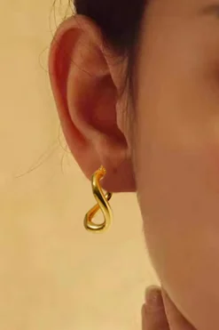 New Dear-Lover Plated 3D Spiral Stainless Steel Earrings Gold