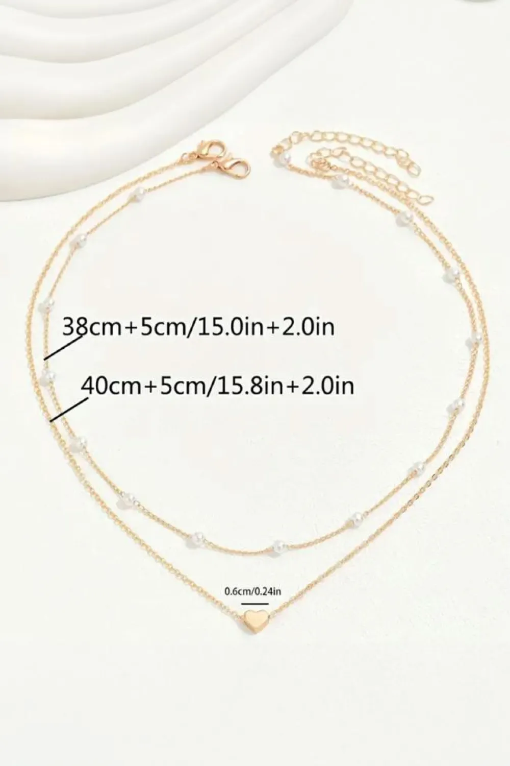 Outlet Dear-Lover Plated Heart and Pearl Detail 2pcs Layered Necklace Gold
