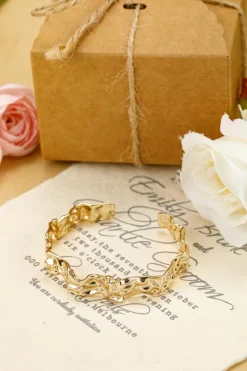 Best Dear-Lover Plated Irregular Textured Half Open Bracelet Gold