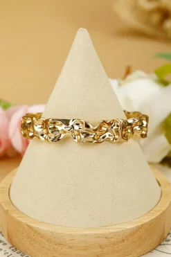 Best Dear-Lover Plated Irregular Textured Half Open Bracelet Gold
