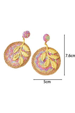 Sale Dear-Lover Plated Plant Rainbow Swirl Woven Earrings Gold