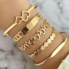 Fashion Dear-Lover Plated Valentines Bracelet 5pcs Set Gold