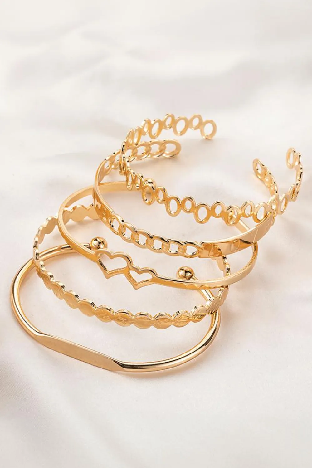 Fashion Dear-Lover Plated Valentines Bracelet 5pcs Set Gold