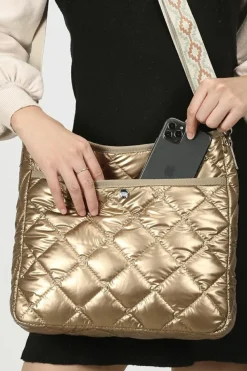 Sale Dear-Lover Quilted Large Capacity Shoulder Bag Gold