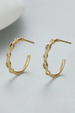 Sale Dear-Lover Rhinestone Inlay C-shape Stud Earrings Gold