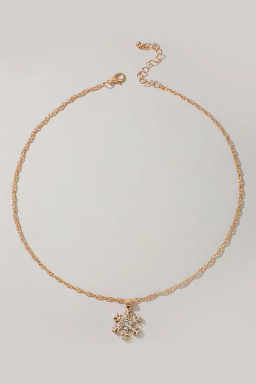 Sale Dear-Lover Rhinestone Snowflake Christmas Fashion Necklace Gold