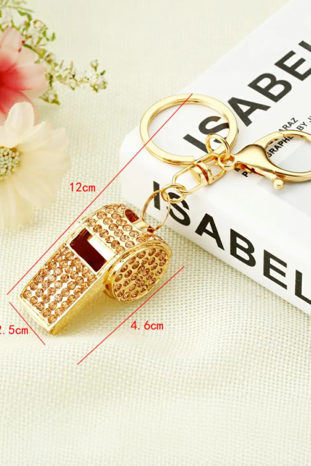 Outlet Dear-Lover Rhinestone Whistle Pendant Plated Alloy Key Chain Gold