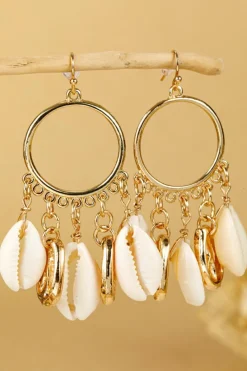 Outlet Dear-Lover Seashell Charm Hoop Dangle Earrings Gold